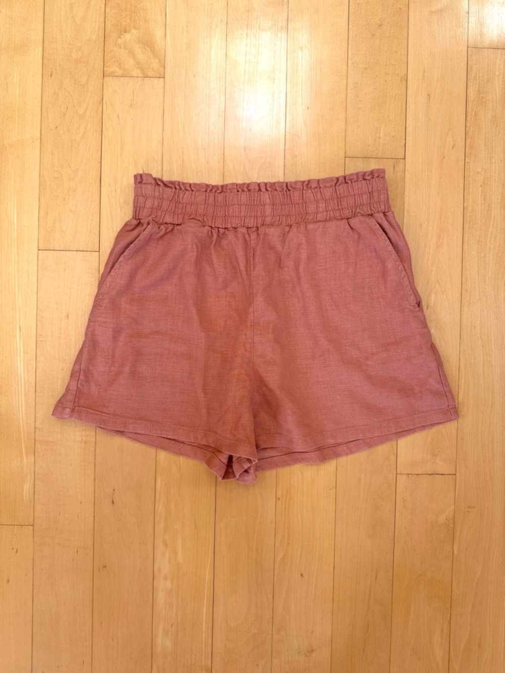 Blank NYC Casual Elastic Waist Pull-On Linen Shorts XS NWT Clay Orange